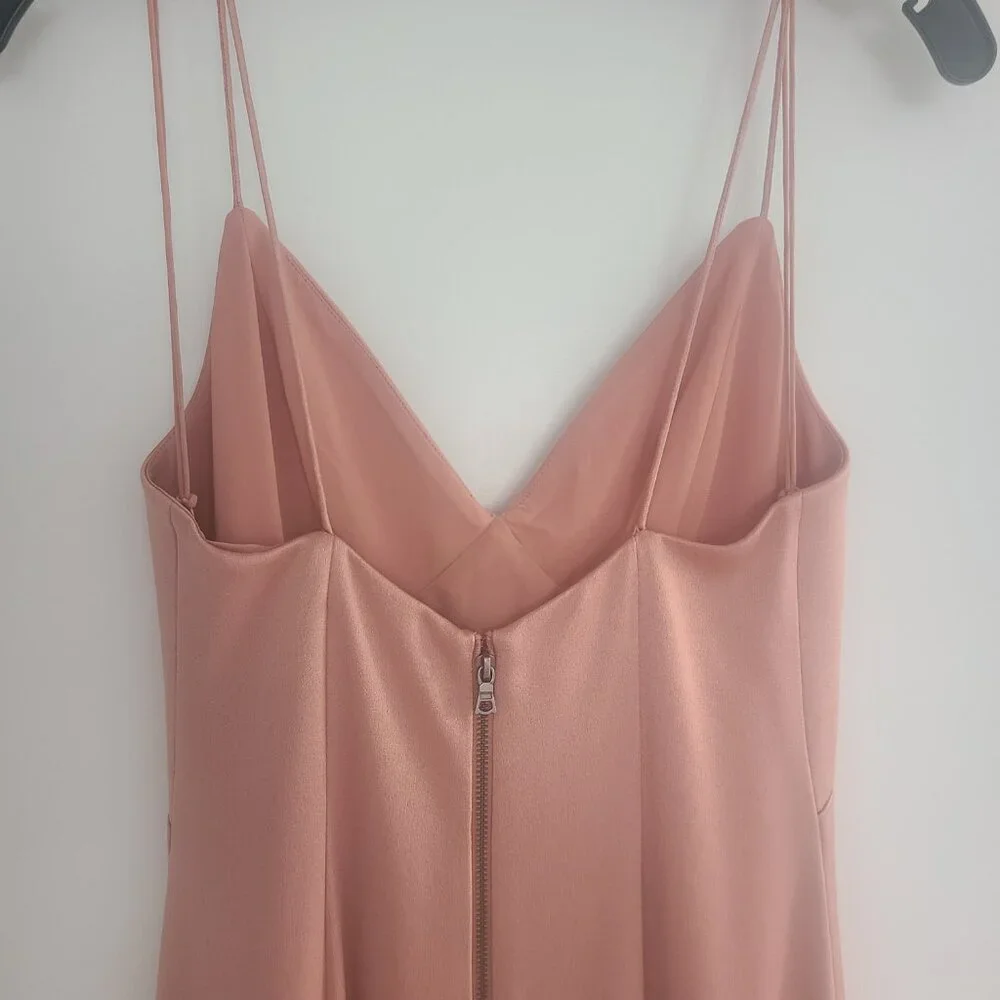 ALICE + OLIVIA Julietta V-Neck Blush Pink Slip Maxi Dress Burnt Rose Pink Size 0 - Picture 6 of 8